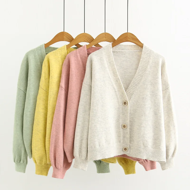 2021 Autumn Cardigan Single Breasted Green Pink Yellow Short Women Long Sleeve Loose Caridgan Female Knitted Jacket Women
2021 Autumn Cardigan Single Breasted Green Pink Yellow Short Women Long Sleeve Loose Caridgan Female Knitted Jacket Women
