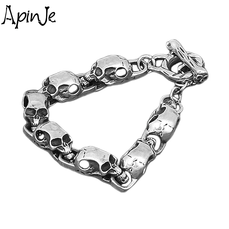 Apinje Vintage 925 Sterling Silver Bracelet Skull Bracelet Men Fashion Bracelet Gothic Jewelry
Apinje Vintage 925 Sterling Silver Bracelet Skull Bracelet Men Fashion Bracelet Gothic Jewelry