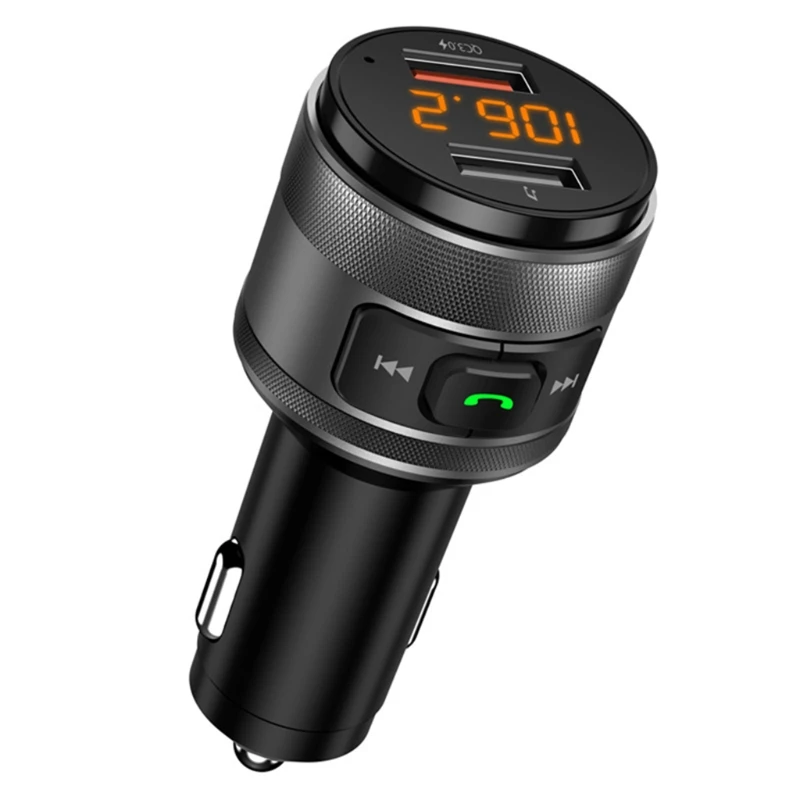 FM-передатчик с Bluetooth-совместимым автомобильное зарядное устройство стерео громкой связи mp3-плеер с двумя USB-портами Быстрая зарядка QC3.0
FM-передатчик с Bluetooth-совместимым автомобильное зарядное устройство стерео громкой связи mp3-плеер с двумя USB-портами Быстрая зарядка QC3.0