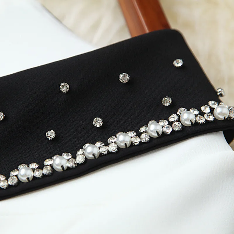 2021 Runway Fashion Women's Short Sleeve Luxury Diamonds Peter Pan Collar Solid White Summer Dress Casual Aline Vestido De Mujer
2021 Runway Fashion Women's Short Sleeve Luxury Diamonds Peter Pan Collar Solid White Summer Dress Casual Aline Vestido De Mujer