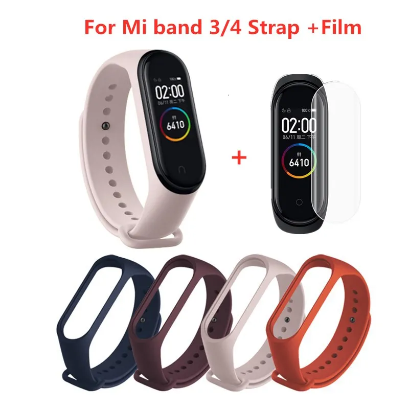 Для Xiaomi mi Band 4 3 ремешок розовый винный красный цвет ТПУ силиконовый браслет для Xio