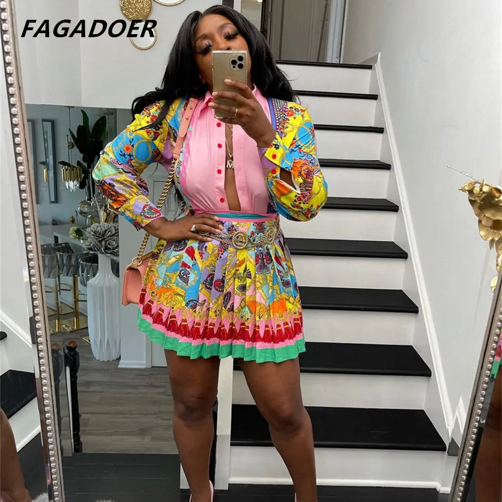 Fagadoer Retro Printed Skirt 2 Pieces Set Elegant Office Ladies Set 2021 Female Long Sleeve Shirt Top+Mini Pleat Skirts suits
Fagadoer Retro Printed Skirt 2 Pieces Set Elegant Office Ladies Set 2021 Female Long Sleeve Shirt Top+Mini Pleat Skirts suits