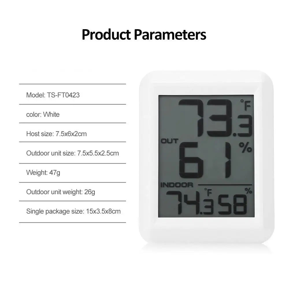 TS-FT0423 Multifunctional Thermometer Hygrometer with Wireless Sensor Digital LCD Hygrometer Humidity 2021New Dropshipping
TS-FT0423 Multifunctional Thermometer Hygrometer with Wireless Sensor Digital LCD Hygrometer Humidity 2021New Dropshipping