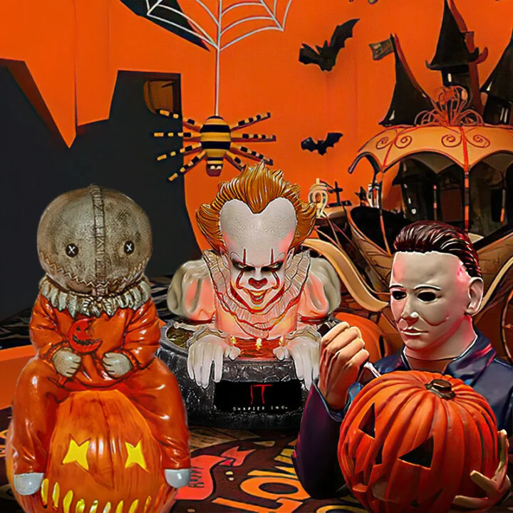 Хэллоуин светящийся Джек-о-фонарь Stephen King's It, статуя из фильма ужасов светильник кой атмосферой ужаса, украшение Майкла Майерса
Хэллоуин светящийся Джек-о-фонарь Stephen King's It, статуя из фильма ужасов светильник кой атмосферой ужаса, украшение Майкла Майерса