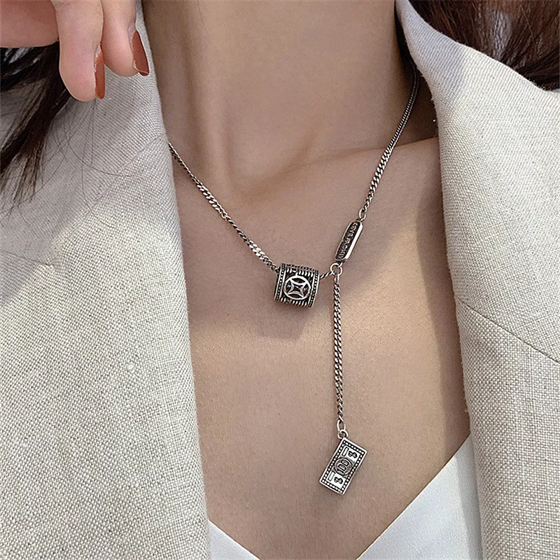 New Banknote Pendant Ancient Silver Chain Personality Simple Cool Style European and American Hip Hop Pendant Necklace
New Banknote Pendant Ancient Silver Chain Personality Simple Cool Style European and American Hip Hop Pendant Necklace