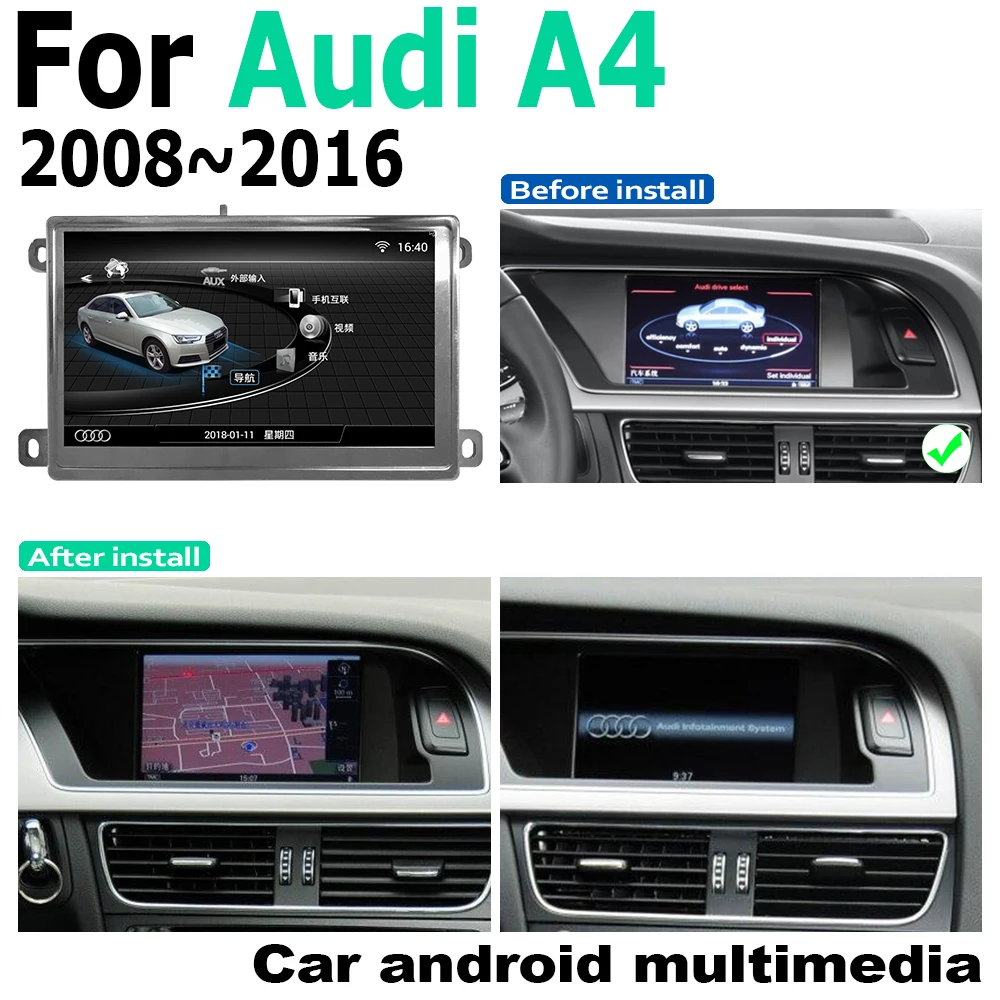 Android Screen Multimedia Player For Audi A4 8K 2008 2009 2010 2011 2012 2013 2014 2015 2016 MMI Stereo Display Navigation GPS
Android Screen Multimedia Player For Audi A4 8K 2008 2009 2010 2011 2012 2013 2014 2015 2016 MMI Stereo Display Navigation GPS