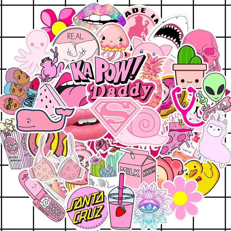 DIY 50Pcs PVC Waterproof Girls Pink Fun Sticker Toys Luggage Stickers for Motor Car & Suitcase Fashion Laptop Decals Stickers
DIY 50Pcs PVC Waterproof Girls Pink Fun Sticker Toys Luggage Stickers for Motor Car & Suitcase Fashion Laptop Decals Stickers
