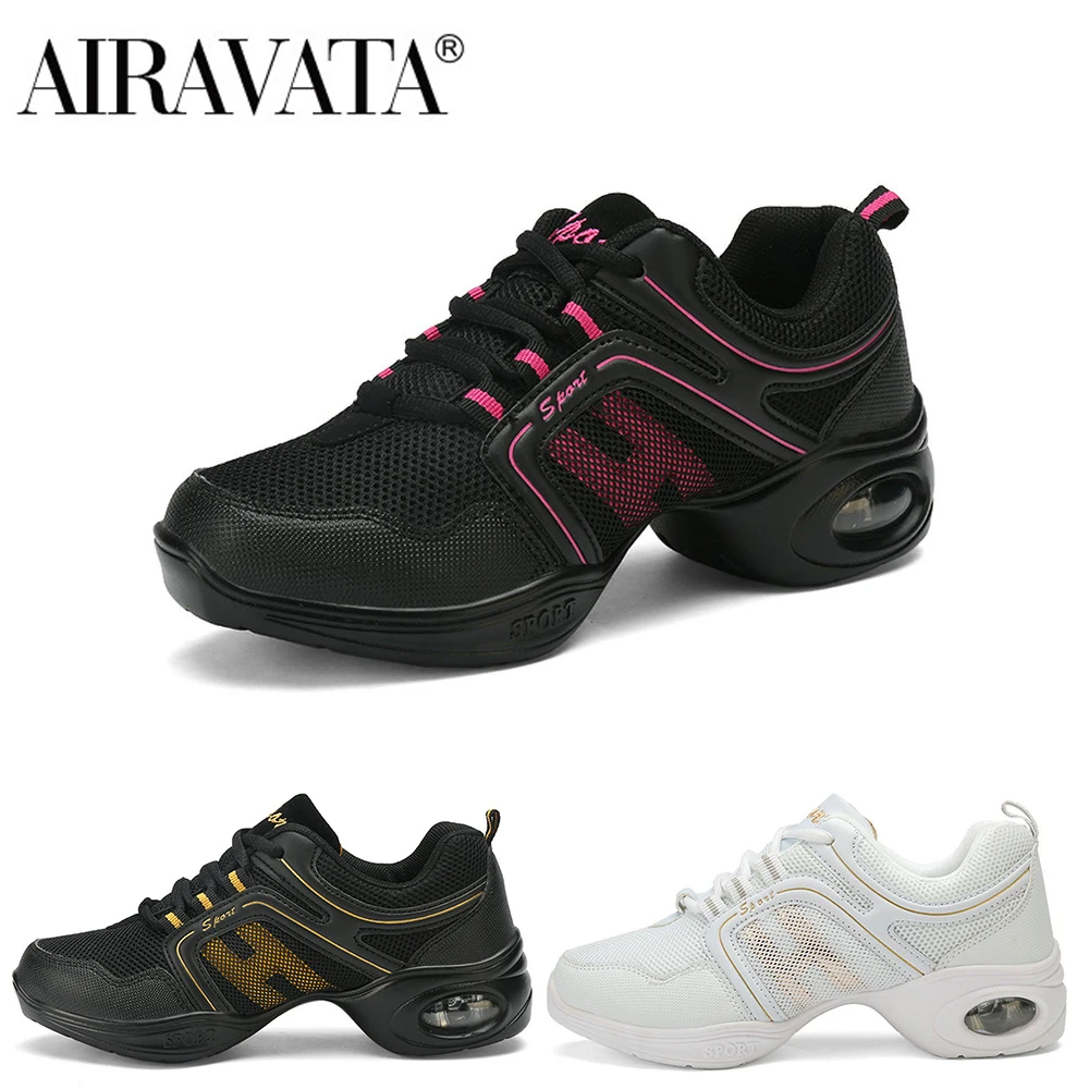 

Женские танцевальные туфли Airavata, спортивные сетчатые кроссовки на шнуровке в стиле джаз, хип-хоп, Женская современная танцевальная обувь дл...