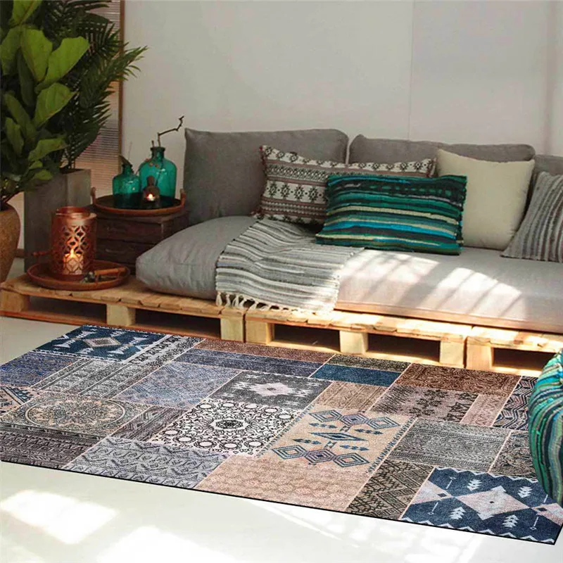 Bohemian Retro European Pattern Rug Ethnic-Style Bedroom Living Room Carpet Kitchen Bathroom Floor Mat Bed Blanket Mat 
Bohemian Retro European Pattern Rug Ethnic-Style Bedroom Living Room Carpet Kitchen Bathroom Floor Mat Bed Blanket Mat