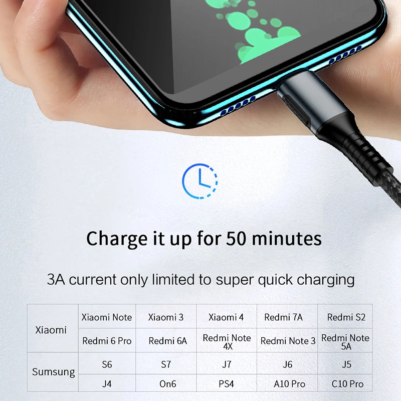 Кабель Micro USB 1 м на Android для Xiaomi Redmi Note 5 Pro кабель быстрой зарядки и передачи данных 3