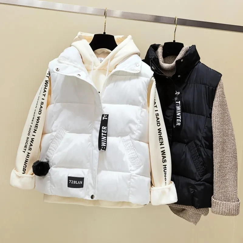 Fashion Warm Winter Vest Jacket Women Korean Loose Sleeveless Cropped Waistcoat Black White Thick Casual Zipper Vest Outerwear
Fashion Warm Winter Vest Jacket Women Korean Loose Sleeveless Cropped Waistcoat Black White Thick Casual Zipper Vest Outerwear