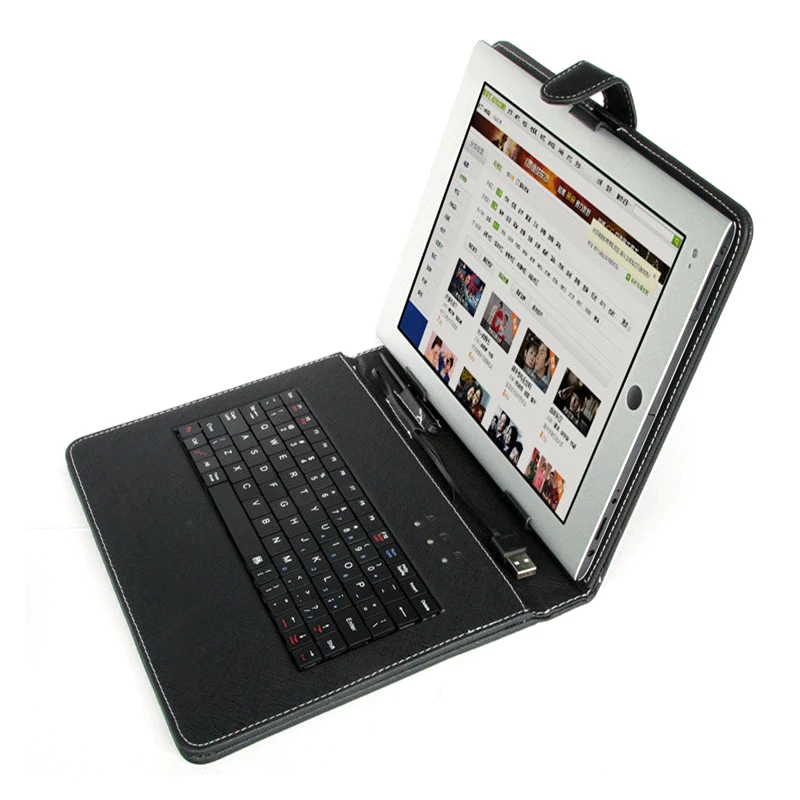 

For Tablet 10.1 Inch Black 2 in 1 Waterproof Dustproof Foldable case cover with USB Wired Keyboard Stand Holder