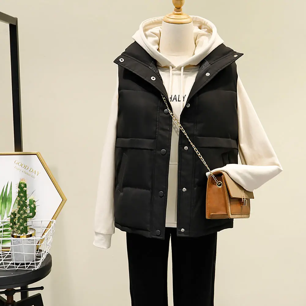 ZQLZ Autumn Winter Vest Top Women Solid Loose Vest Stand Collar Short Vest Jacket Cotton Padded Women's Windproof Warm Waistcoat
ZQLZ Autumn Winter Vest Top Women Solid Loose Vest Stand Collar Short Vest Jacket Cotton Padded Women's Windproof Warm Waistcoat