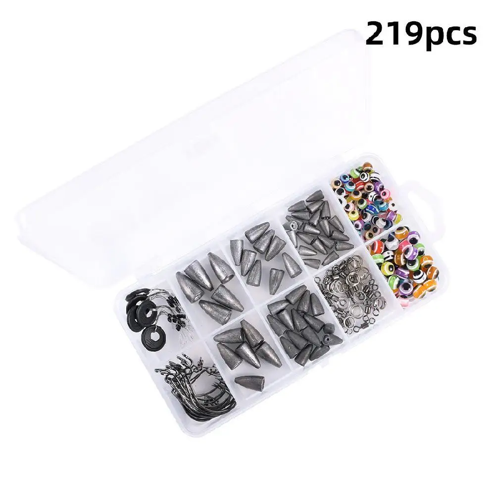 219Pcs/set Fishing Weights Sinkers Rig Lure Kits Texas Fishing Beads with Tackle Box Quality Fishing Tackle Accessories
219Pcs/set Fishing Weights Sinkers Rig Lure Kits Texas Fishing Beads with Tackle Box Quality Fishing Tackle Accessories