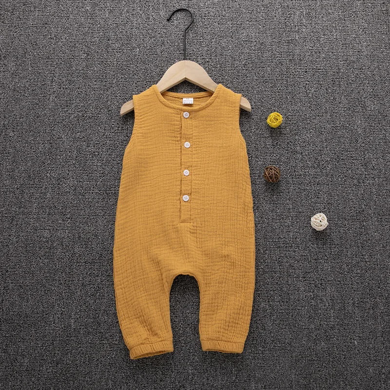 Newborn Baby Girl Boy Romper Cotton Casual Sleeveless Single Breasted Solid Rompers Summer Loose Comfortable BABY Bodysuit 3-24M
Newborn Baby Girl Boy Romper Cotton Casual Sleeveless Single Breasted Solid Rompers Summer Loose Comfortable BABY Bodysuit 3-24M