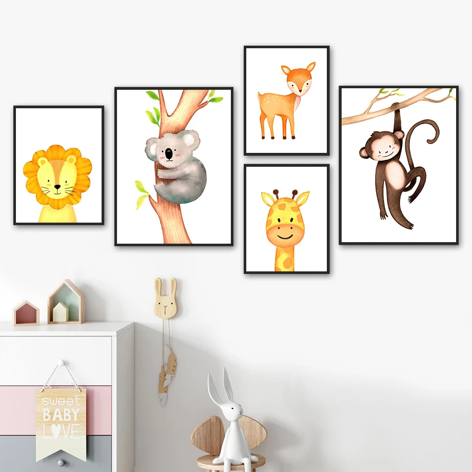 Sloth Koala Deer Monkey Lion Giraffe Nursery Wall Art Canvas Painting Nordic Posters And Prints Wall Pictures Kids Room Decor
Sloth Koala Deer Monkey Lion Giraffe Nursery Wall Art Canvas Painting Nordic Posters And Prints Wall Pictures Kids Room Decor
