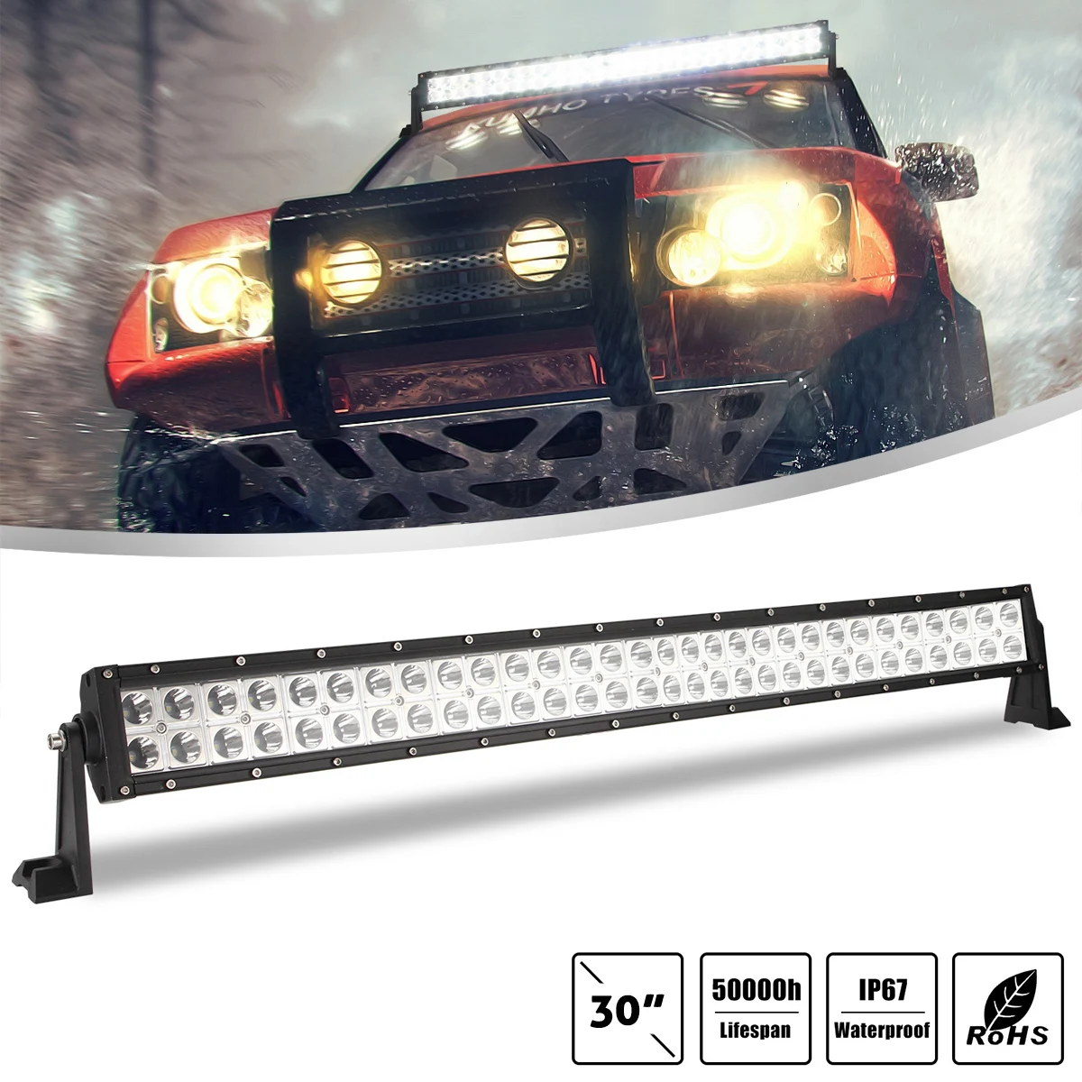 LED Light Bar 30 Inch 300W 2 Rows Led Work Light Bar 6000K White Waterproof for Off-Road Suv Boat 4X4 Truck 12V-24V
LED Light Bar 30 Inch 300W 2 Rows Led Work Light Bar 6000K White Waterproof for Off-Road Suv Boat 4X4 Truck 12V-24V
