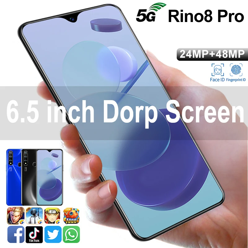 Global Version Rino8 Pro Full Screeen 24MP+48MP MT6595 Face ID Unlock 12+512GB 4800MAH 5G Mobile Cell Phone Dual SIM Andorid10
Global Version Rino8 Pro Full Screeen 24MP+48MP MT6595 Face ID Unlock 12+512GB 4800MAH 5G Mobile Cell Phone Dual SIM Andorid10