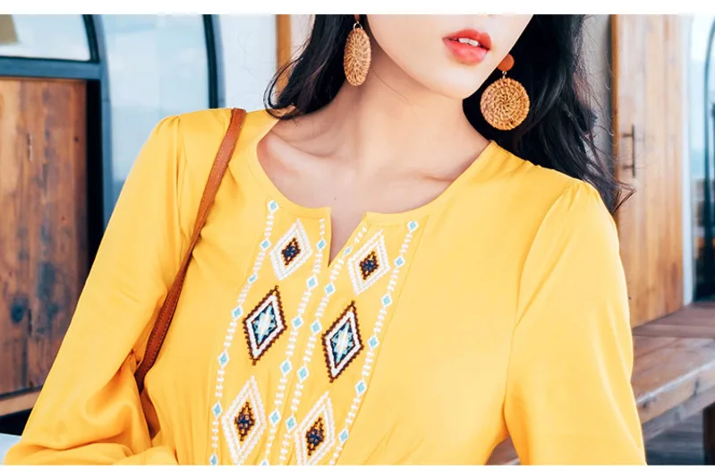 #3988 Spring Autumn Yellow A-line Dress Women Long Sleeved Sexy O Neck Casual Vintage Woman Dress Embroidery Retro Dress Ladies
#3988 Spring Autumn Yellow A-line Dress Women Long Sleeved Sexy O Neck Casual Vintage Woman Dress Embroidery Retro Dress Ladies