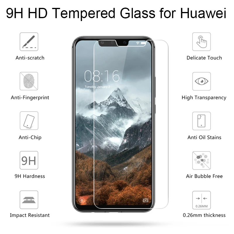 Защитная пленка для экрана телефона huawei Y6 2019 Защитное стекло Y9 Y7 Prime жесткое
