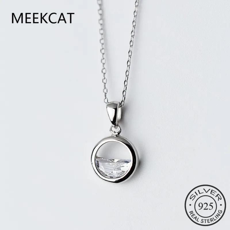 Женский минималистичный кулон MEEKCAT Круглый Кулон из настоящего серебра 925 пробы с