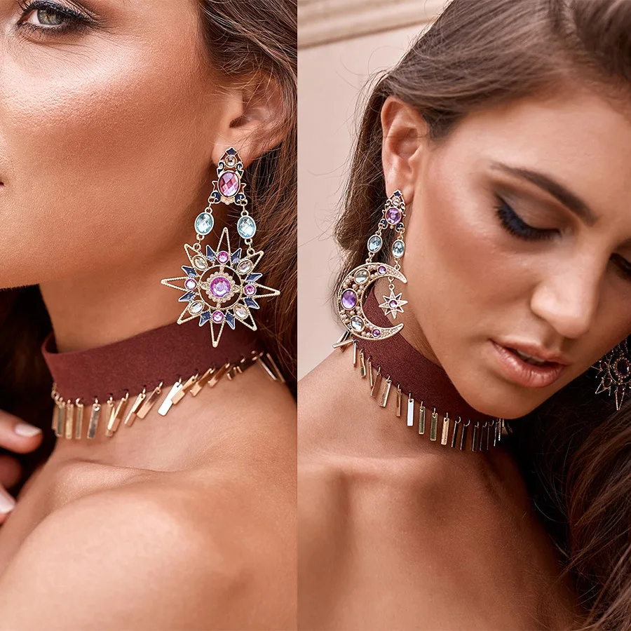 Fashion Classic Geometric Crystal Dangle Earrings Asymmetric Earrings of Women Star and Moon Female Korean Ear Jewelry
Fashion Classic Geometric Crystal Dangle Earrings Asymmetric Earrings of Women Star and Moon Female Korean Ear Jewelry
