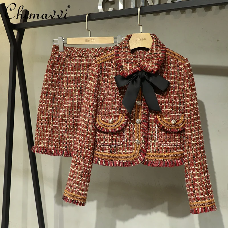 Business Casual Women Outfits Autumn Tweed Long Sleeve Casual Jacket High Waist A Line Mini Skirt Suits with Skirt for Autumn 
Business Casual Women Outfits Autumn Tweed Long Sleeve Casual Jacket High Waist A Line Mini Skirt Suits with Skirt for Autumn