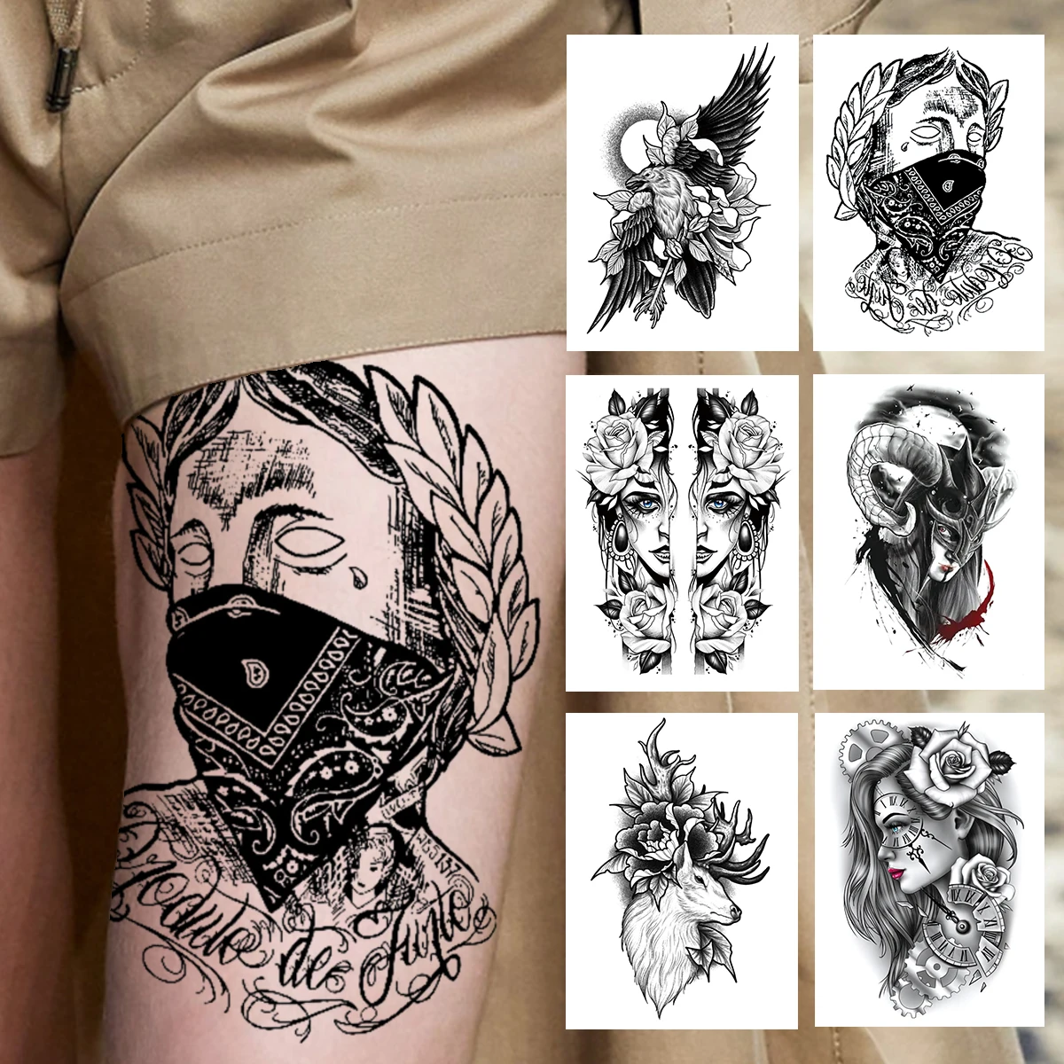 Масках гангстера Временные татуировки для мужчин и женщин для взрослых и детей черный олень Татуировка воина стикеры цветок розы Соблазнит...
Масках гангстера Временные татуировки для мужчин и женщин для взрослых и детей черный олень Татуировка воина стикеры цветок розы Соблазнит...