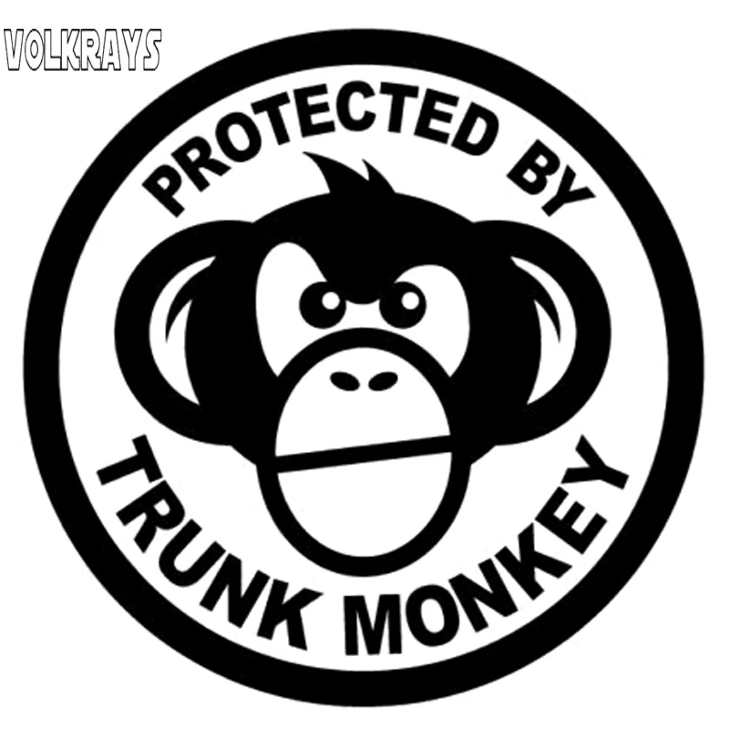 Volkrays Personality Car Sticker Protected By Trunk Monkey Accessories Reflective Waterproof Sunscreen Vinyl Decal 12cm*12cm | Автомобили