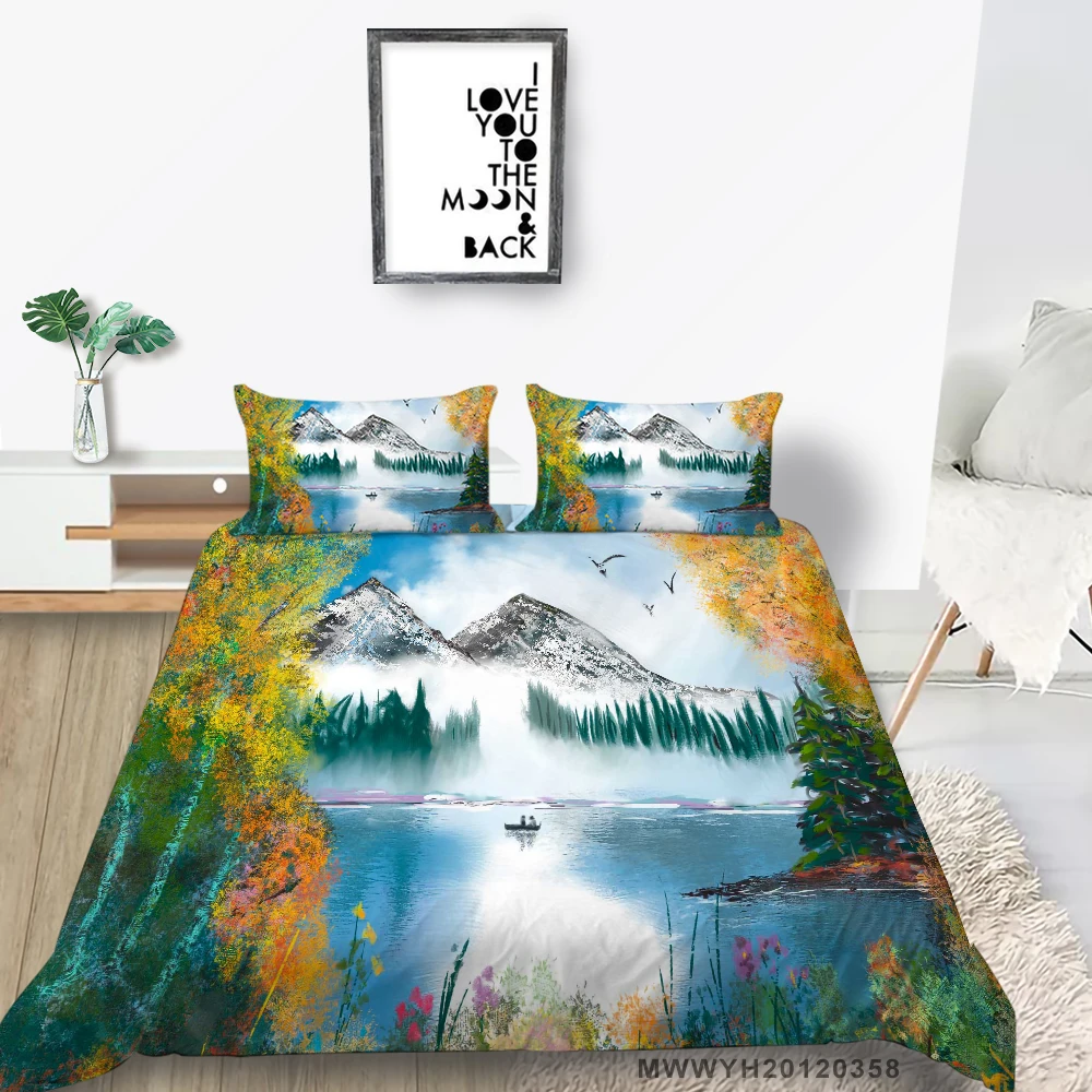 Комплект постельного белья с изображением природы, художественное свежее покрывало для озера и гор, королева, двойная, двуспальная, односпа... 
Комплект постельного белья с изображением природы, художественное свежее покрывало для озера и гор, королева, двойная, двуспальная, односпа...