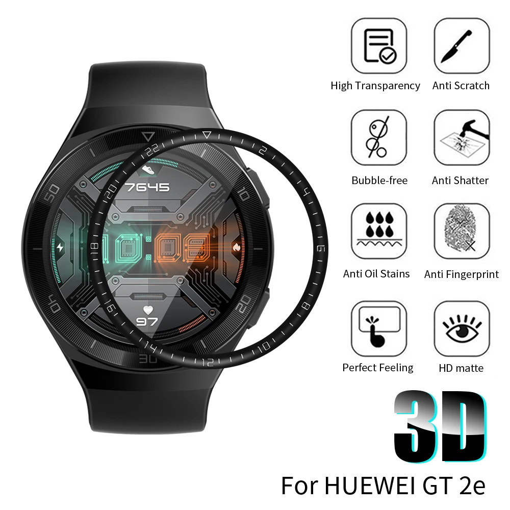 Изогнутая Гидрогелевая пленка для часов Huawei GT2e 46 мм мягкая с полным покрытием GT2E