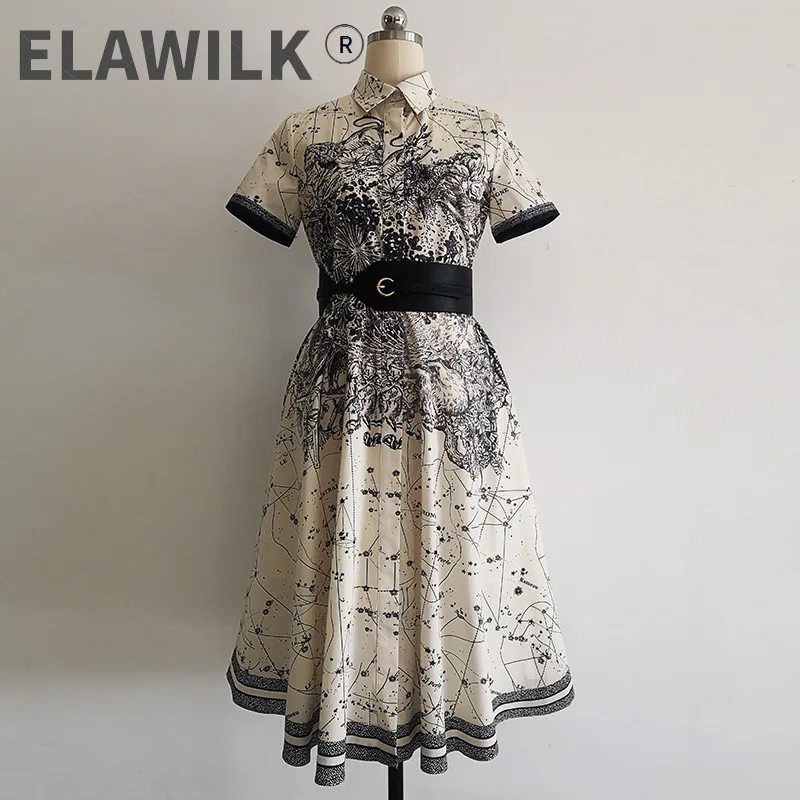 2021 Spring Runways Women's Vintage Belt dress Fashion print elegant lapel dress B867
2021 Spring Runways Women's Vintage Belt dress Fashion print elegant lapel dress B867