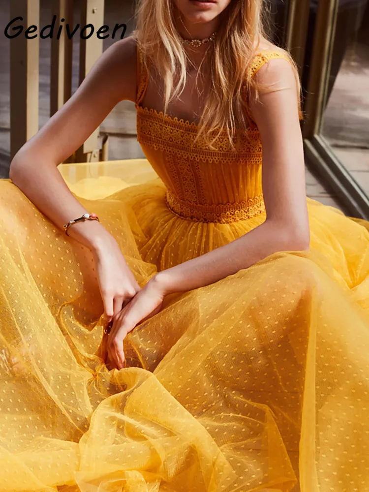 Gedivoen Casual Yellow Women Dress One Word Collar Sleeveless Hollow Out Ankle-Length A-Line Dresses Female Fashion New
Gedivoen Casual Yellow Women Dress One Word Collar Sleeveless Hollow Out Ankle-Length A-Line Dresses Female Fashion New