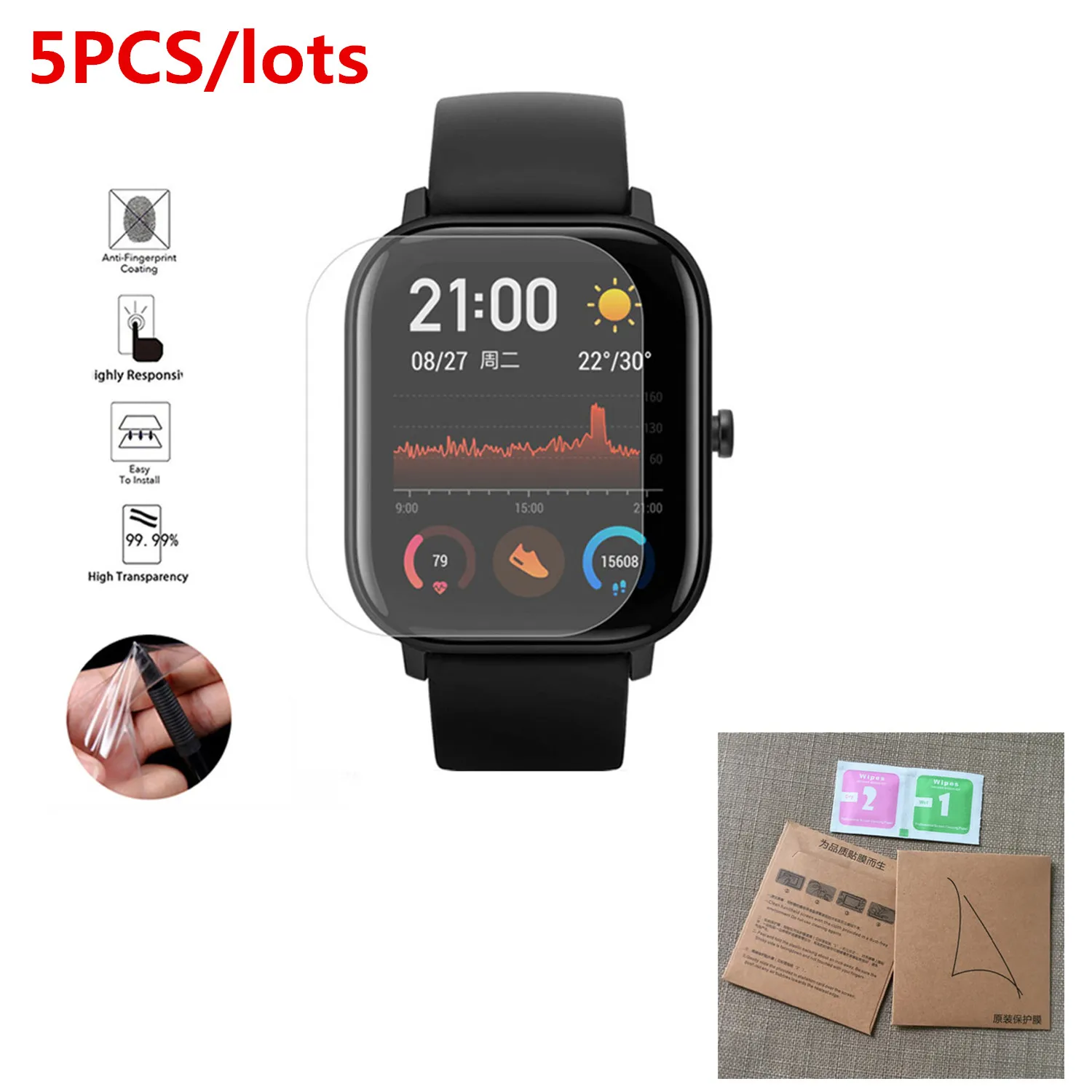 5 шт. Мягкий ТПУ Полноэкранный протектор для Xiaomi Huami Amazfit GTS спортивные Смарт часы