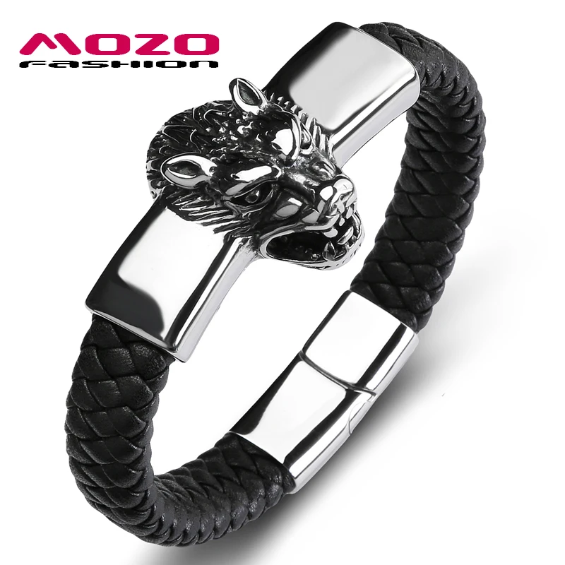 2020 Trendy Men Lion Beast Bracelet Genuine Leather Stainless Steel Bangles Male Collocation Punk Cuff Jewelry
2020 Trendy Men Lion Beast Bracelet Genuine Leather Stainless Steel Bangles Male Collocation Punk Cuff Jewelry