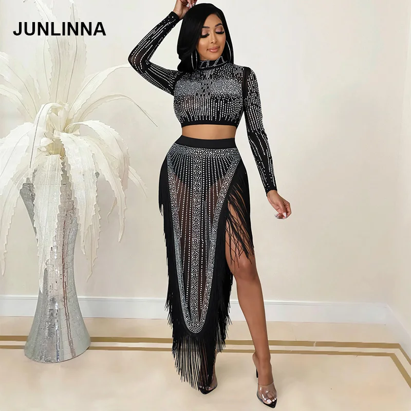 Rhinestone Diamonds Fashion Two Piece Dress Sexy & Club 2 Pieces Set Mesh Sheer Split Asymmetrical Wear Sets
Rhinestone Diamonds Fashion Two Piece Dress Sexy & Club 2 Pieces Set Mesh Sheer Split Asymmetrical Wear Sets