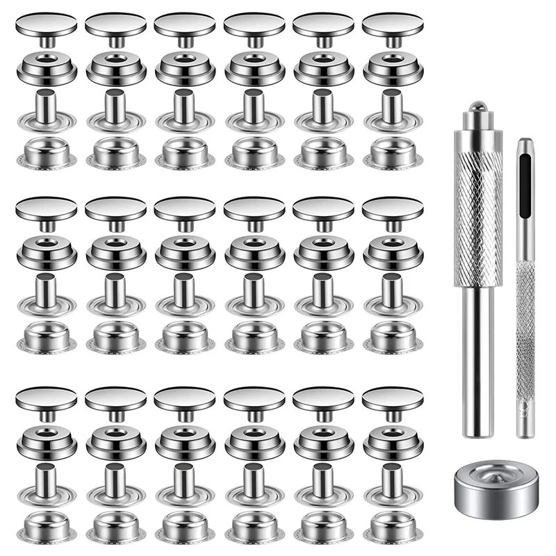 Snap Button Kit Tools, Material Punching and Setting Tools, Suitable for Bags, Jeans, Clothes, Fabrics, Leather Crafts
Snap Button Kit Tools, Material Punching and Setting Tools, Suitable for Bags, Jeans, Clothes, Fabrics, Leather Crafts
