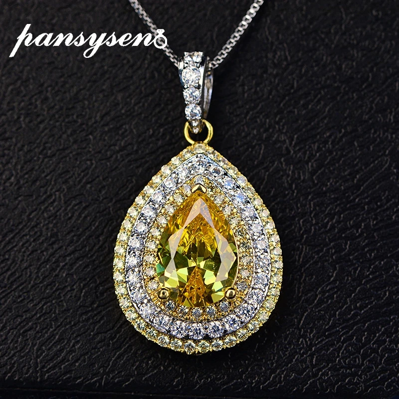 PANSYSEN Luxury Water Drop Pendant Necklaces Women 100% Solid 925 Sterling Silver Citrine lab moissanite Fine Jewlery Necklace
PANSYSEN Luxury Water Drop Pendant Necklaces Women 100% Solid 925 Sterling Silver Citrine lab moissanite Fine Jewlery Necklace