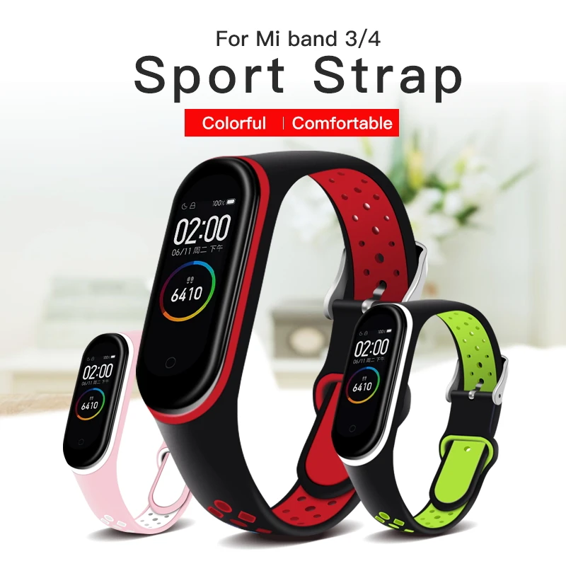 Браслет для Xiaomi Mi Band 3 4 спортивный ремешок силиконовый часов xiaomi mi band браслет Correa