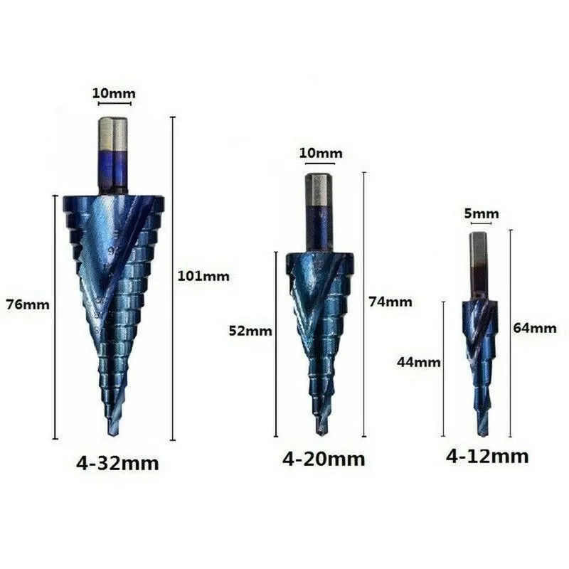 3pcs 4-12/20/32mm Large HSS Steel Step Cone Cut Set Tools Coated Cutter Bits Hole Drill Durable Drill Drill Bit Titanium Me Q9T1
3pcs 4-12/20/32mm Large HSS Steel Step Cone Cut Set Tools Coated Cutter Bits Hole Drill Durable Drill Drill Bit Titanium Me Q9T1