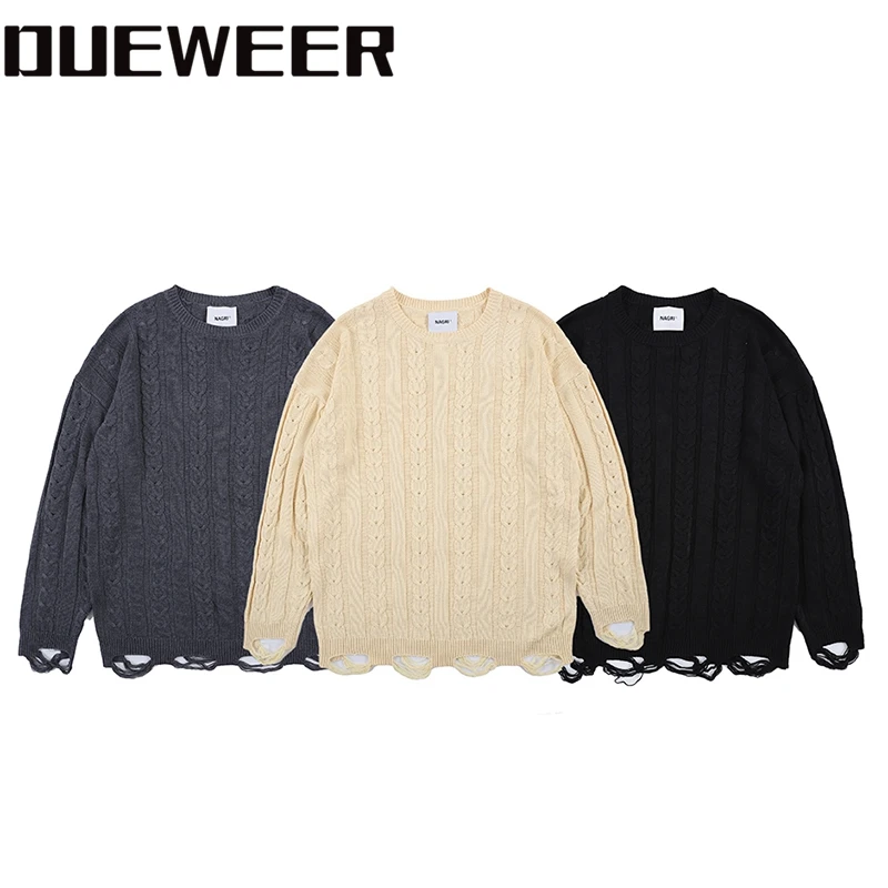 Dueweer Men Women Ripped Pullovers Sweaters Solid Color Knit Loose Casual Pullover Hip Hop Hole Sweater
Dueweer Men Women Ripped Pullovers Sweaters Solid Color Knit Loose Casual Pullover Hip Hop Hole Sweater
