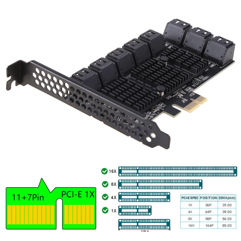 87HA PCIE to SATA III 16 Port Controller Card PCIe 2.0 x1 SATA 6Gbps Expansion Card Multi-Port Hard Drive Riser Card for PC 
87HA PCIE to SATA III 16 Port Controller Card PCIe 2.0 x1 SATA 6Gbps Expansion Card Multi-Port Hard Drive Riser Card for PC