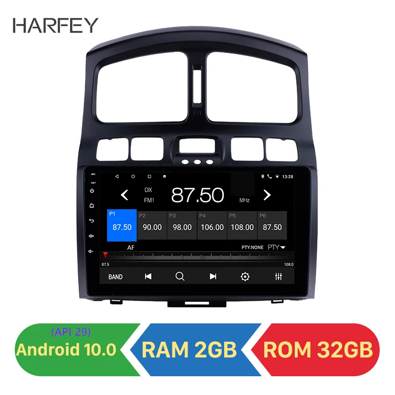 Автомобильный мультимедийный плеер Harfey Android 10 0 с GPS радио для Hyundai Classic Santa Fe 2005
