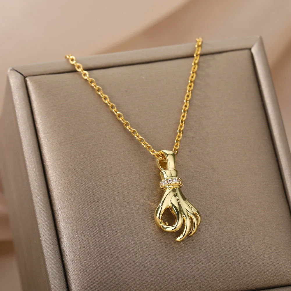 Punk Fatima Hand Pendant Necklaces For Women Men Gold Stainless Steel Chain OK Gesture Female Necklace Gothic Christmas Jewelry
Punk Fatima Hand Pendant Necklaces For Women Men Gold Stainless Steel Chain OK Gesture Female Necklace Gothic Christmas Jewelry