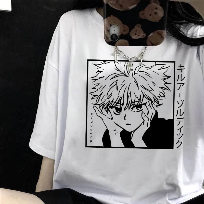 Men Women T-shirt Tops Kawaii Hunter X Tshirt Killua Zoldyck Crew Neck Fitted Soft Anime Manga Tee Shirt Clothes | Женская одежда