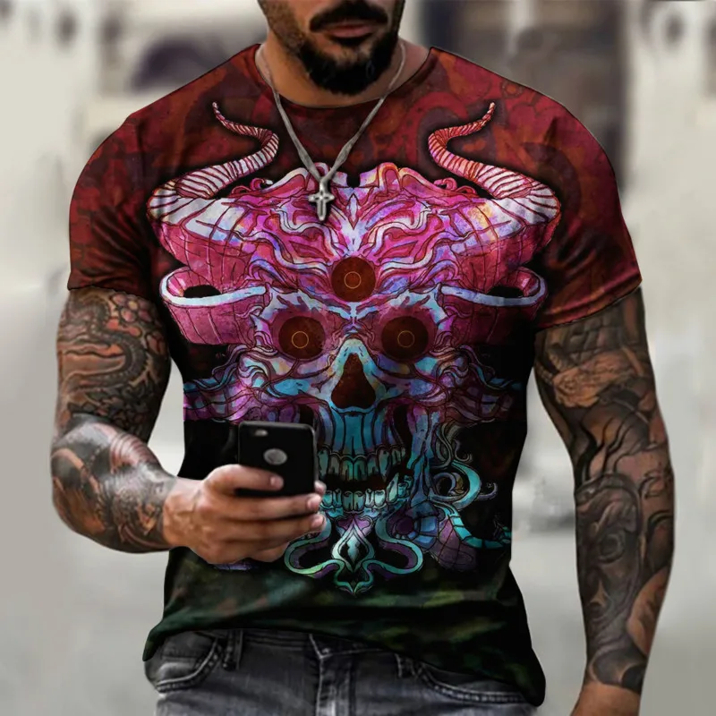 Men's round neck T-shirt, summer and extra large, 3D printed devil face, suitable for leisure and sports, 2021, xxs-6xl
Men's round neck T-shirt, summer and extra large, 3D printed devil face, suitable for leisure and sports, 2021, xxs-6xl