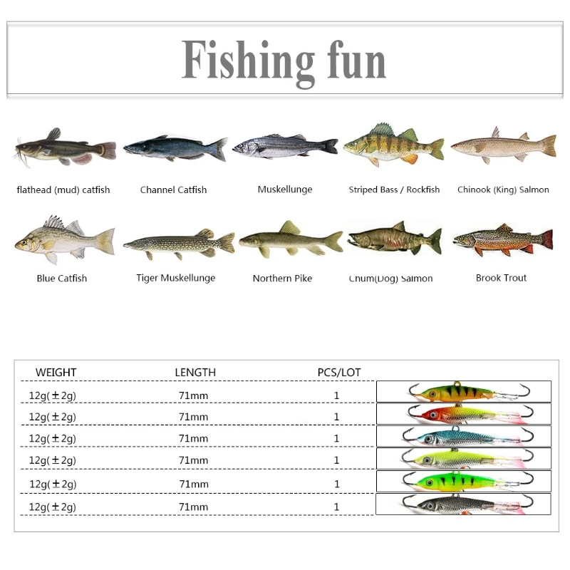 12g/7.1cm Ice Hook Fishing Lures Artificial Hard Swim Bait Winter Crankbait Lure Balancer Tackle Accessories G99D
12g/7.1cm Ice Hook Fishing Lures Artificial Hard Swim Bait Winter Crankbait Lure Balancer Tackle Accessories G99D