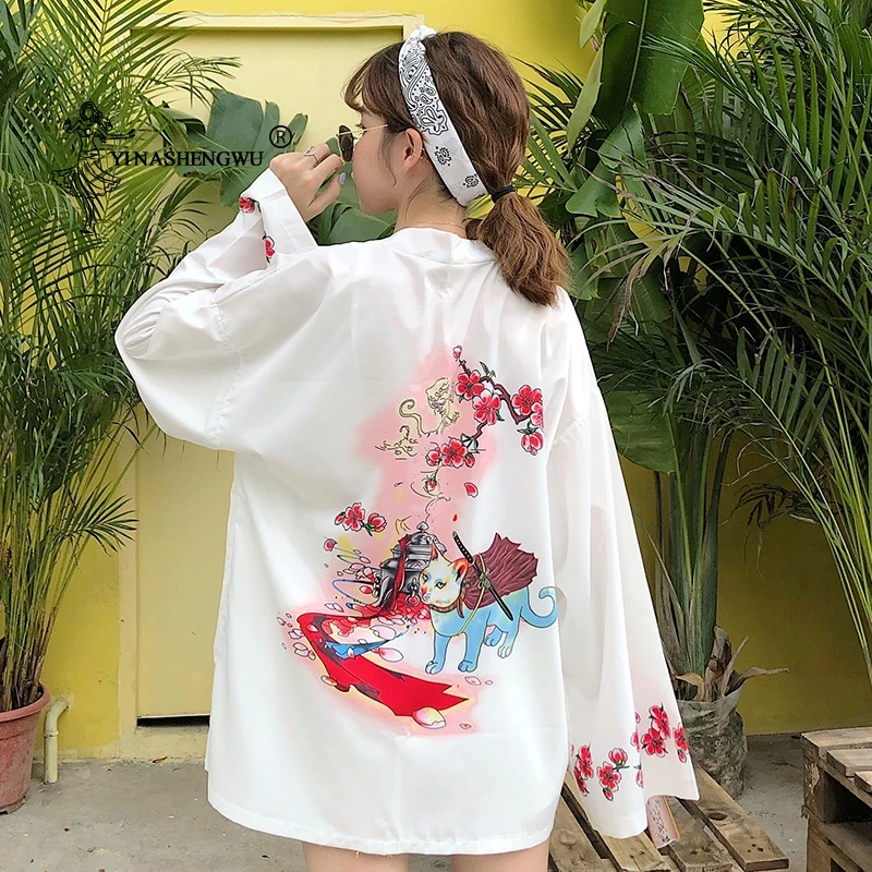 Женское японское кимоно Yukata, Кардиган с длинным рукавом и принтом кошки, Повседневная рубашка, кимоно для косплея, каваи
Женское японское кимоно Yukata, Кардиган с длинным рукавом и принтом кошки, Повседневная рубашка, кимоно для косплея, каваи