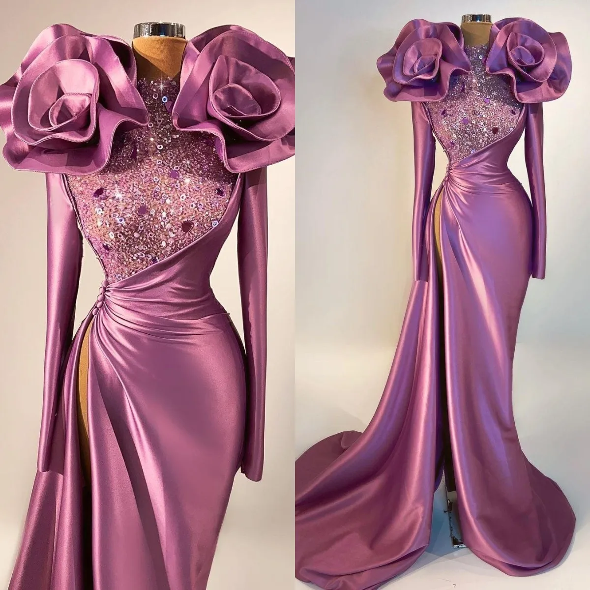 Shoulder Flower Mermaid Prom Dresses 2021 Arabic African Long Sleeve Sexy Side Split Beaded Women Plus Size Formal Evening Gowns
Shoulder Flower Mermaid Prom Dresses 2021 Arabic African Long Sleeve Sexy Side Split Beaded Women Plus Size Formal Evening Gowns