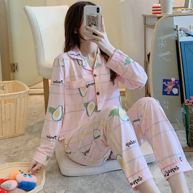 SLPBELY Women Pajamas Turn-Down Collar Cartoon Trousers Long Sleeve Plus Homewear 2-Piece Set Comfortable Pyjamas Sleepwear
SLPBELY Women Pajamas Turn-Down Collar Cartoon Trousers Long Sleeve Plus Homewear 2-Piece Set Comfortable Pyjamas Sleepwear